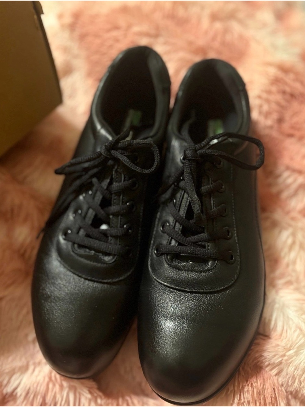 Classic Men’s Black Leather Lace-Up Sneakers Work Shoes